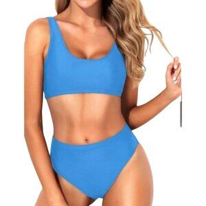 Tempt Me Womens Blue High-Waisted Bikini Set Size Small Vacations Beach Pool